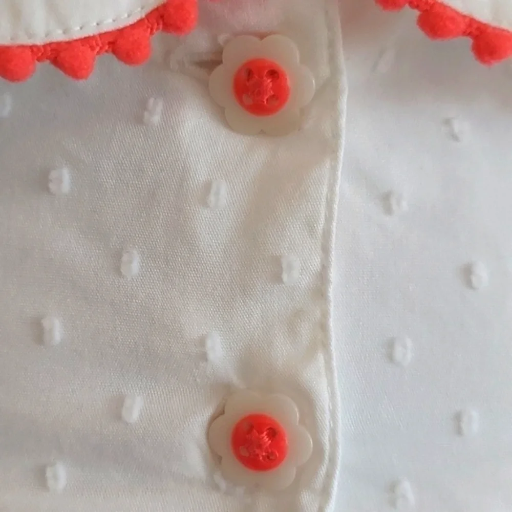 Gymboree Baby PomPom & Flower Button Detail White Dress - 3-6 months